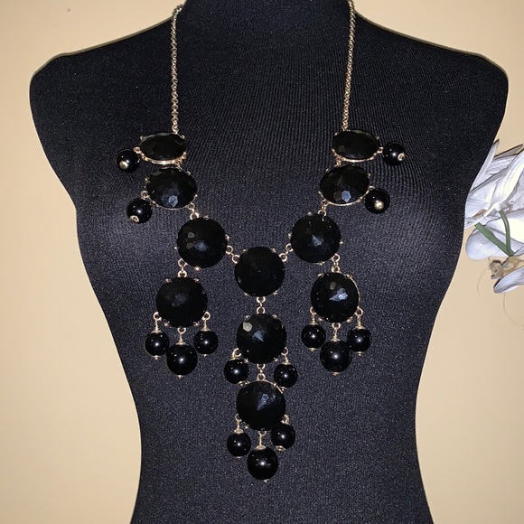 J Crew Black Bangle Necklace 29” chain 4-1/2” Drop - Picture 1 of 2